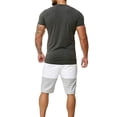 thumbnail image 3 of Txlixc Traje de hombre, camiseta de cuello redondo de manga corta + pantalones cortos de cintura de cuerda Txlixc moda, 3 of 6
