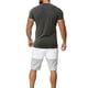 thumbnail image 3 of Txlixc Traje de hombre, camiseta de cuello redondo de manga corta + pantalones cortos de cintura de cuerda Txlixc moda, 3 of 6