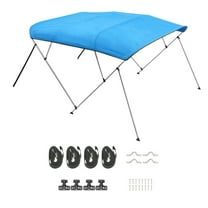 4-Bow 96"L Boat Bimini Top, 85-90"W x 54"H, Marine-Grade Awning Canopy, Pacific Blue