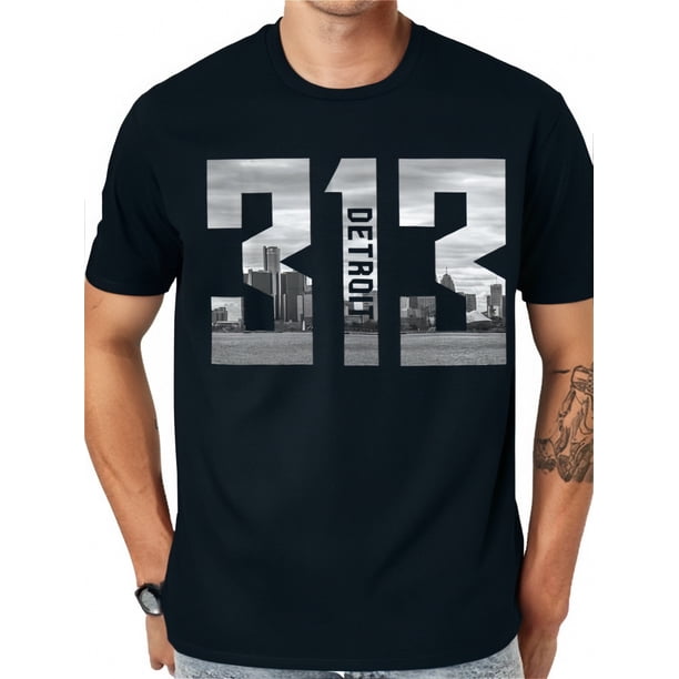 Retro Detroit Michigan 313 Area Skyline T-shirt Tee For Adult, Men, Women, Teen, Teenager, Adolescent,Youth