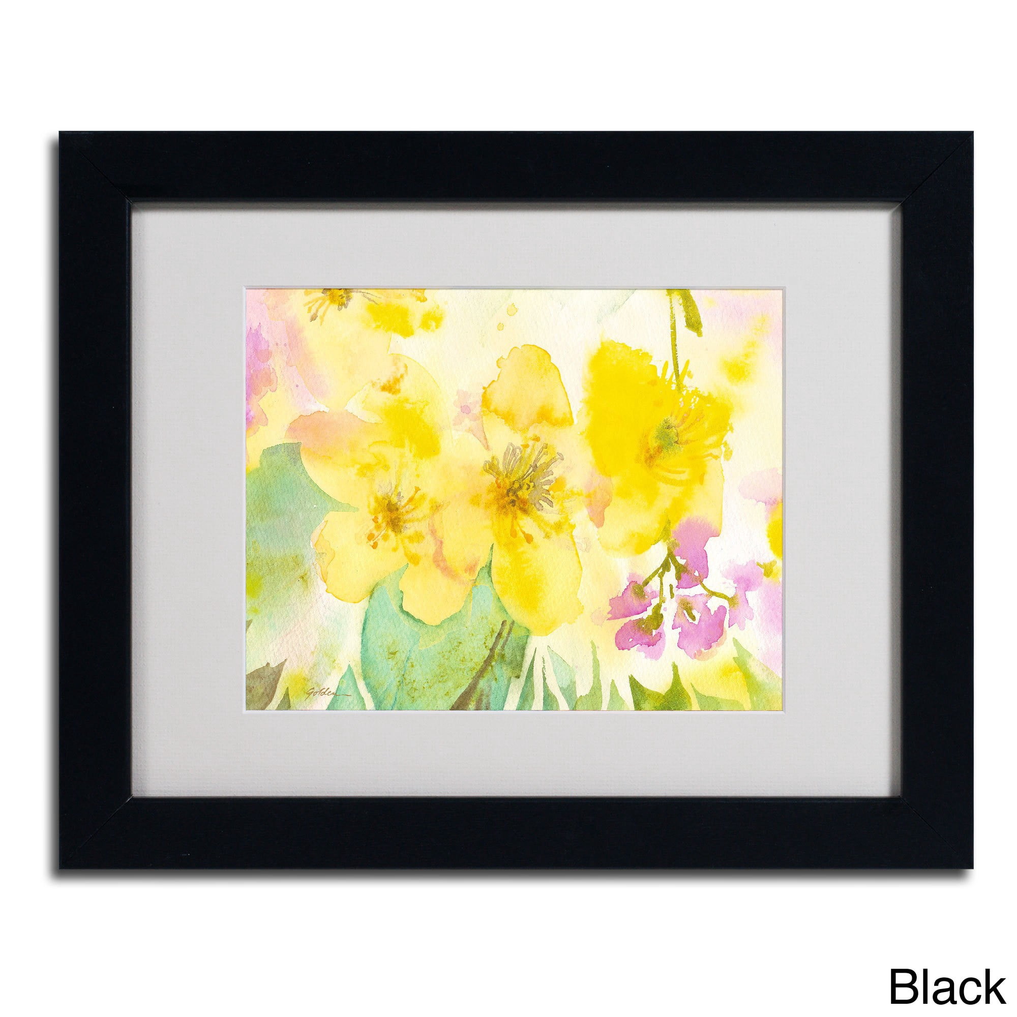Trademark Sheila Golden "Yellow Trio" Art White Matte With Wood Frame 16" x 20" (SG5677-W1620MF)