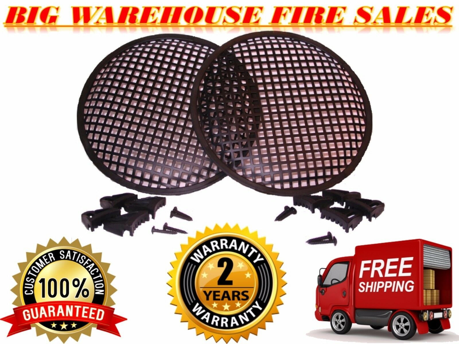 2X 15" SubWoofer Metal Mesh Cover Waffle Speaker Grill Protect Guard