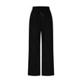 thumbnail image 4 of Qulqfy Womens Corduroy Pants Cotton Lounge Comfort Casual Wide Leg Black Drawstring Pants S, 4 of 6