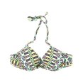 thumbnail image 1 of Aeropostale - Top de baño con estampado push up halter para mujer, color blanco roto, extra pequeño Aeropostale Cabestro, 1 of 2