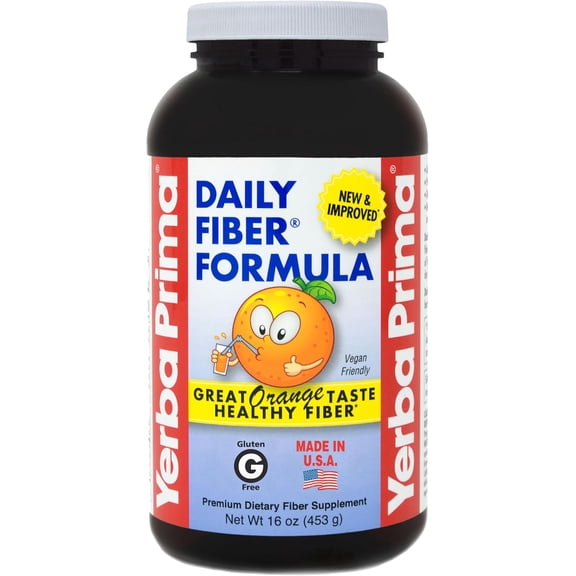 Yerba Prima Orange Daily Fiber Formula,  Non-GMO, Gluten Free, Delicious Natural Orange Flavor