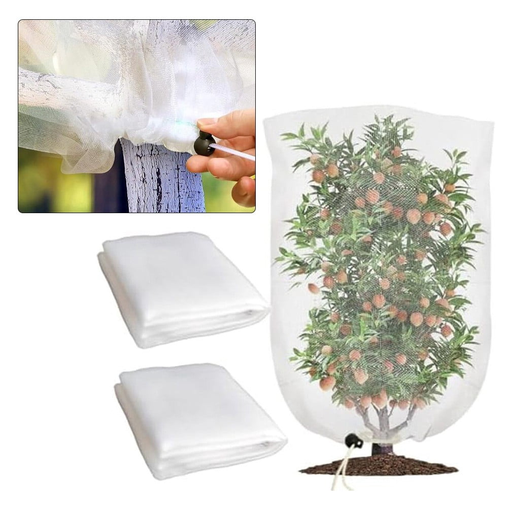SPRING 2Pcs Garden Netting Bags With Drawstring Plant Netting Protecting Fruit Trees