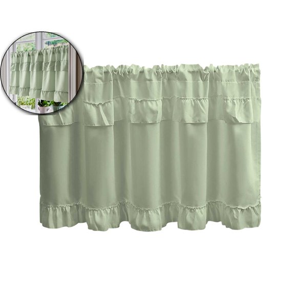 VQPeo Ruffled Short Curtain – Lightweight Decorative Half Curtain for Kitchen Sink, Cabinet, Coffee Area & Windows | Soft Fabric Door Curtain for Home, Cafe & Office Decoration
