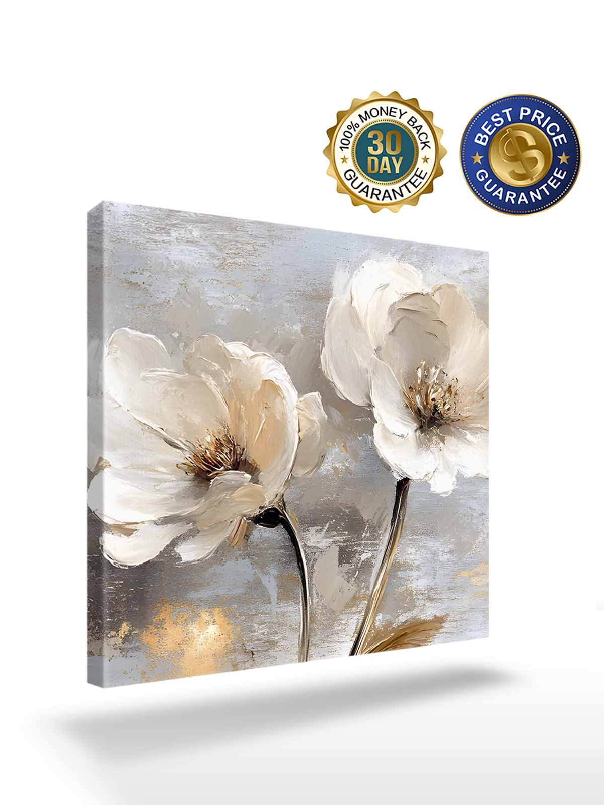 Magnolia Flower Canvas Wall Art, Flowers Oil Painting Abstract Retro Framed Wall Decor Modern Artwork Prints Painting for Living Room, Bedroom, Kitchen & Cafe Decor 20x20 Inch
