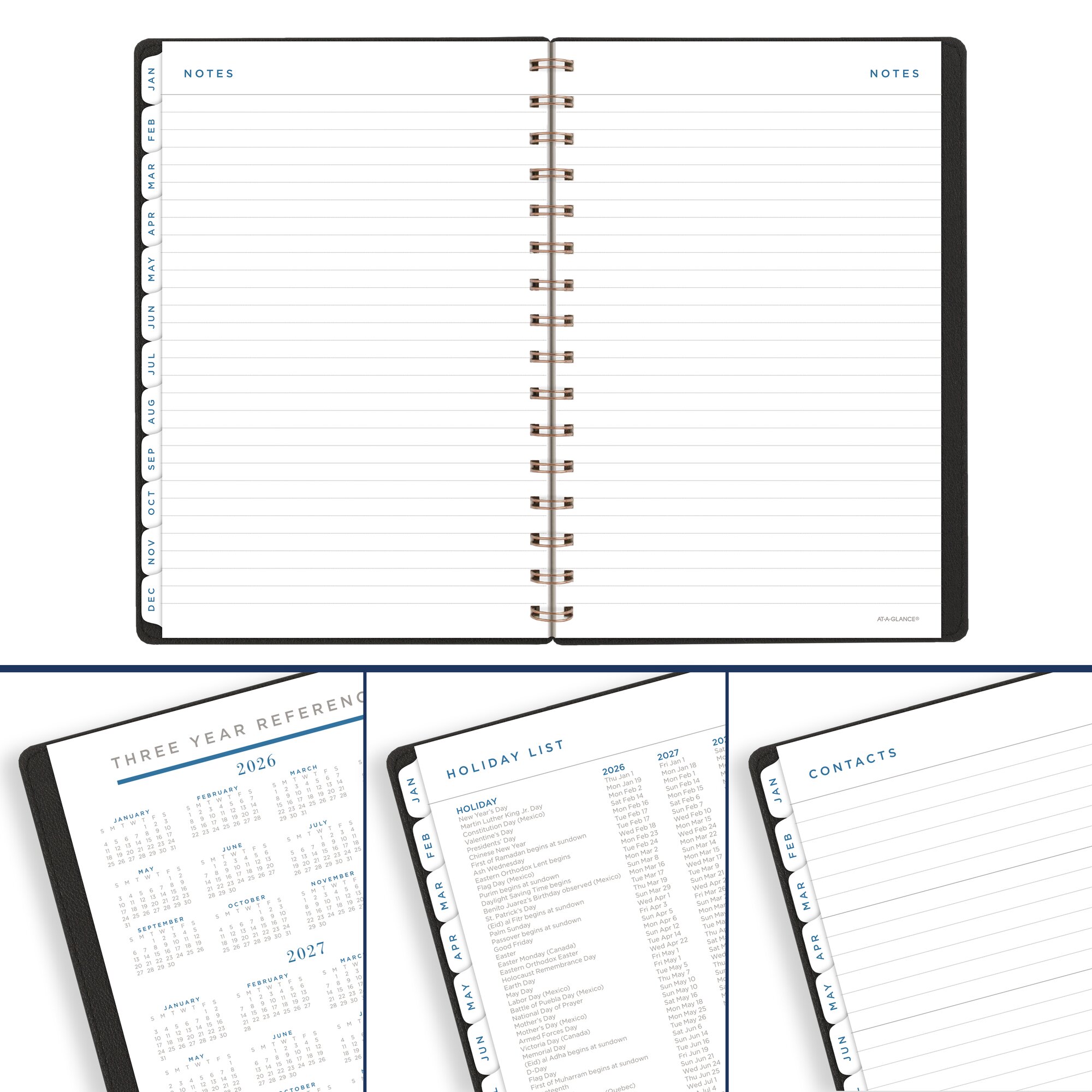 AT-A-GLANCE Signature Collection 2026 Weekly Monthly Planner Black Small 5 12 x