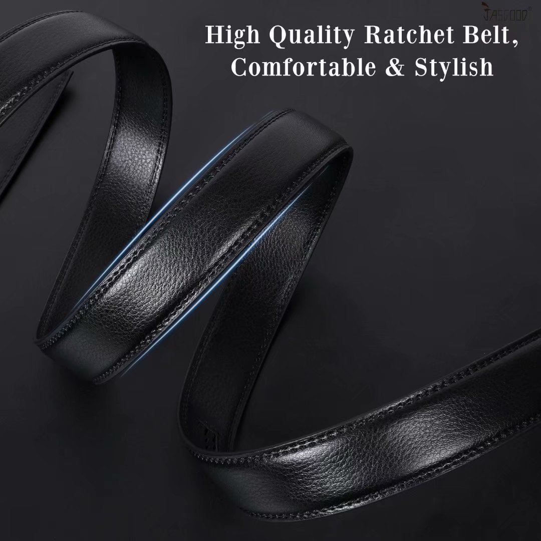 JASGOOD Men's Click Ratchet Leather Belt Black photo 7