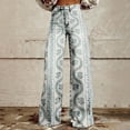 thumbnail image 2 of Luwomo Jeans for Womens Wide Leg Fashion High Waisted 90s Floral Printed Pull On Baggy Long Trousers Denim Pants Light Blue,2XL, 2 of 7