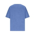 thumbnail image 5 of LIZUOJUN Linen Shirts For Women V-Neck Short Sleeve Blouse Breathable Lightweight Casual Loose Fit Solid Crinkled Gauze Top Summer Beach Bohemian,Blue,L, 5 of 6