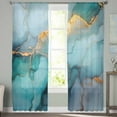 thumbnail image 2 of Teal Golden Marble Sheer Curtains 72 Inches Long 2 Panels Set, Window Sheer Curtains for Living Room/Bedroom, Aesthetics Modern Abstract Art Light Filtering Rod Pocket Curtain 52'' x 72'' x 2, 2 of 7