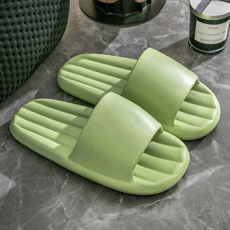 

HAOTAGS Womens Mens Soft Thicken Slippers Non-Slip Bedroom Home Shoes Green Size 7.5