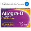 Allegra-D Pseudoephedrine 12-Hour Non-Drowsy Allergy & Congestion Relief Tablets, 20 Count