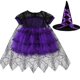 thumbnail image 1 of Vestido de fiesta de Halloween para niña con capa de bruja, disfraz de manga corta con estampado de araña, tutú de encaje y malla hasta la rodilla, 1 a 5 años, 1 of 5
