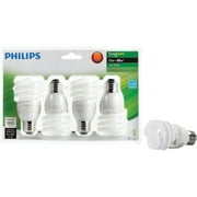 Philips LED 417071 Energy Saver Compact Fluorescent T2 Twister (A19 Replacement) Household Light Bulb: 2700-Kelvin, 13-Watt (60-Watt Equivalent), E26 Medium Screw Base, Soft White, 4-Pack