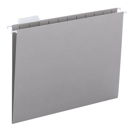 Smead Hanging File Folder with Tab, 1/5-Cut Adjustable Tab, Letter Size, Gray, 25 Count