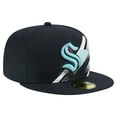 thumbnail image 3 of Men's New Era Deep Sea Blue Seattle Kraken Faded Lines 59FIFTY Fitted Hat, 3 of 5