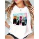 thumbnail image 1 of Women's Backstreet Graphic Tee - Casual Loose Fit Breathable Short Sleeve T-Shirt, White with Colorful Band Design, Spring/Summer Streetwear Style, 1 of 5