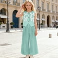 thumbnail image 2 of Two Piece Set for Girls Bow Sleeveless Vest and Wide Leg Pants Sets Summer Outfits Girls Sets Size 4-5 Years, 2 of 9