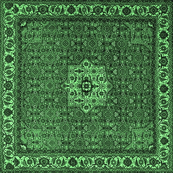 Ahgly Company Indoor Square Persian Emerald Green Traditional Area Rugs, 6' Square
