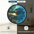thumbnail image 5 of Voice Activated Clock with Glow Light 12 Inch Large Silent Wall Clock Battery Operated for Home Decor Man Fighting Shark, 5 of 8