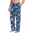 thumbnail image 3 of Mens Pajama Pants - Soft Sleep & Lounge Pants for Men, Classic Blue Cute Parrot Flower Cuteness Casual PJ Bottoms Pants with Pockets, 3 of 5