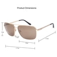 thumbnail image 5 of JUST GO Men Metal Frame Square Aviator Polarized Sunglasses, 100% UV Protection, Matte Gold, Brow, 5 of 7