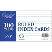 iScholar Index Cards, White, Ruled, 3 x 5 Inches, 100 Card Pack (03501)