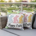 thumbnail image 3 of Outdoor Pillow Covers Pack of 2, Happy Easter Words Pink Blue Yellow Bunnies Waterproof Throw Pillowcase Cushion Cases, Eggs Rabbit Decorative Pillow Cover for Couch Sofa Home Bed Patio, 3 of 9