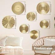 Dznils 7Pcs Gold Metal Plate Wall Decor Morden Round Hanging Metal Wall Art Indoor Wall Sculptures