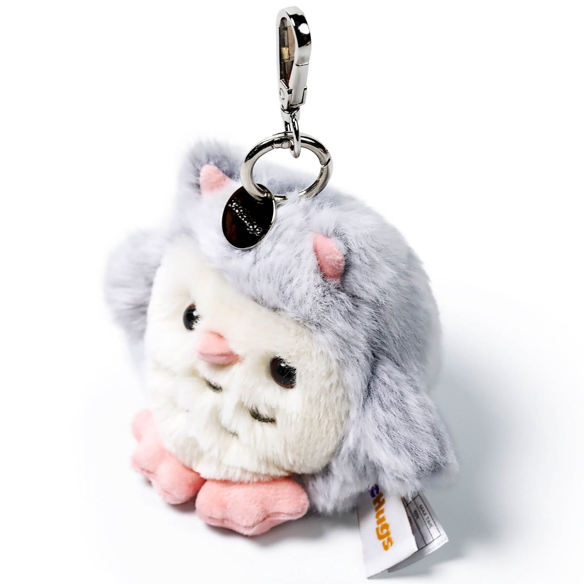 McHugs: Plush Bag Charm - Owl - Grey & Pink Bird, Stuffed Animal Clip Keychain, Backpack Ornament, Travel Accessory, Soft Companion Keepsake, Kids 3+