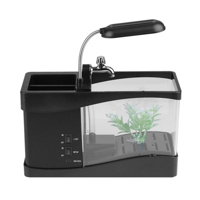 Acuario multifuncional USB recargable Mini Fish Tank con función de reloj LED Light Black Unbranded JY05831-02