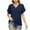 Navy, variant on JIUKE Tops for Women Dressy Casual Short Sleeve Shirts V Neck Solid Color Loose Fitted Plain Work Blouses