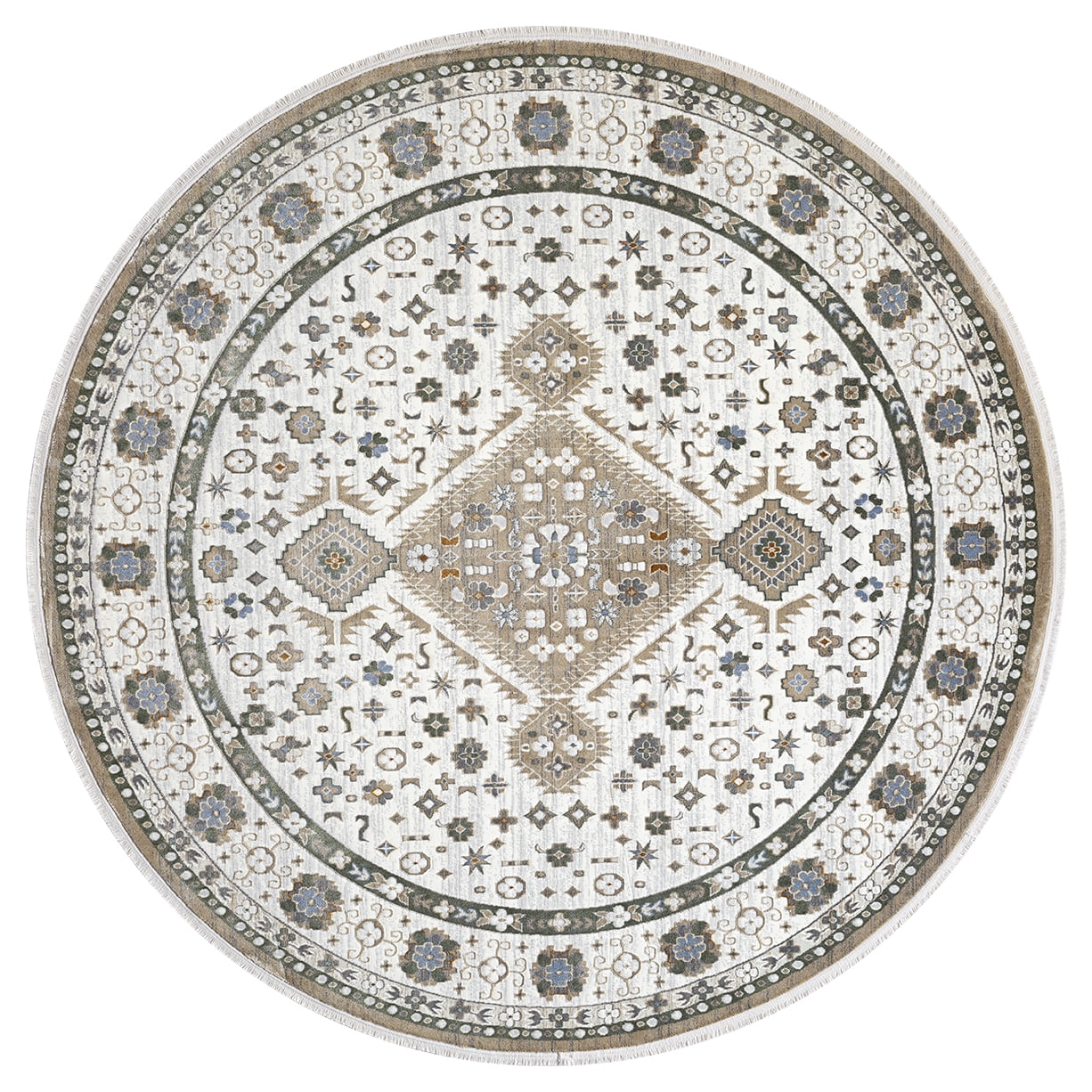 United Weavers Riviera Belva Round Rug, Border Pattern, Cream, 7'11" X 7'11"