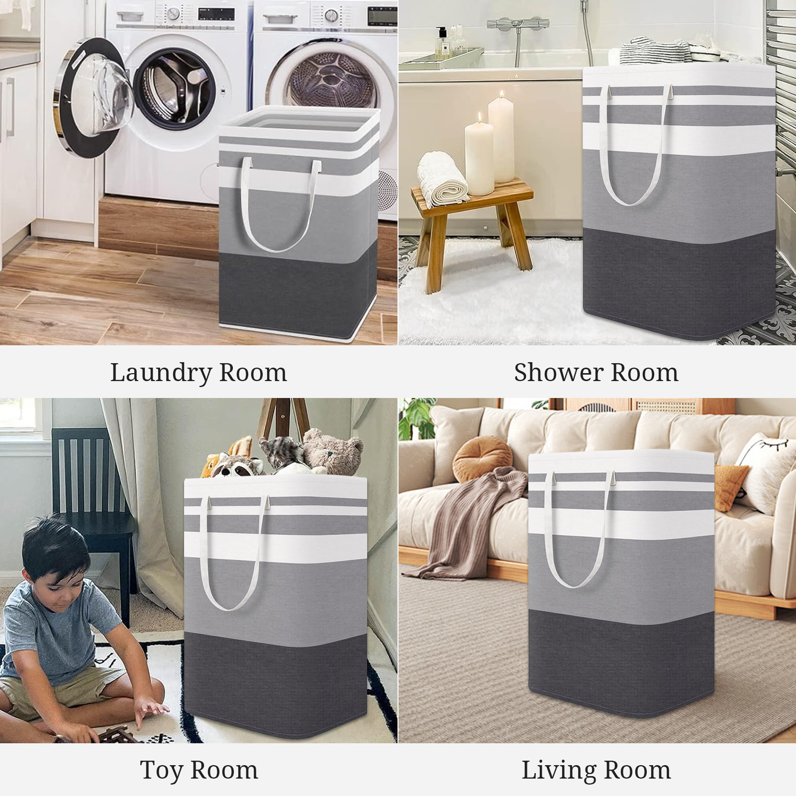 Torio 2-Pack Collapsible Laundry Hampers, 75L, Gray photo 5