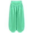 thumbnail image 3 of TTAO Kids Girls Belly Dance Bloomers Halloween Party Tribal Arabic Trousers Satin Harem Pants Light Blue 16, 3 of 7