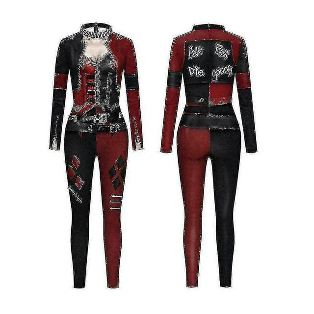 Women Harley Quinn Costume Classic Harley Quinn Halloween Cosplay Costume Jumpsuit Banmo