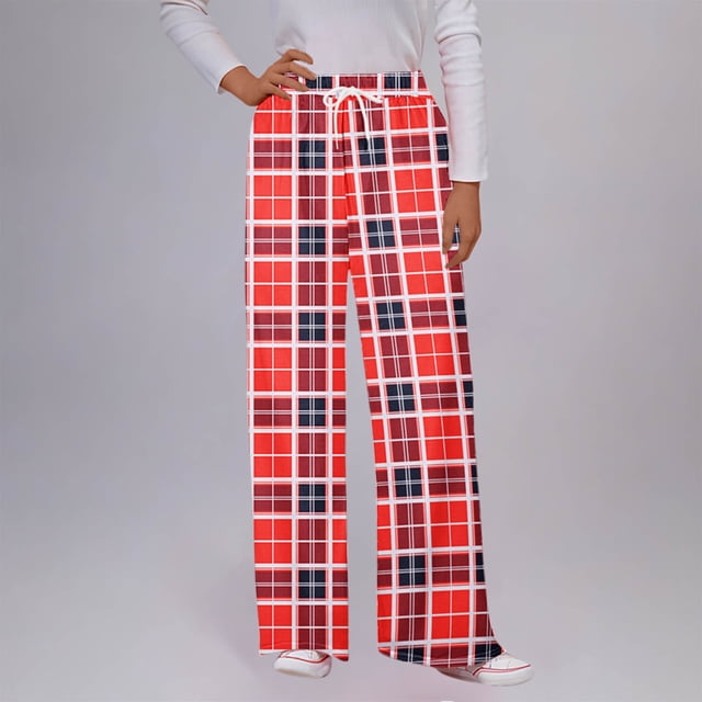 Soki Women Pajama/Lounge Pants Checkered Printed Drawstring Side Pockets Casual Trousers With Pockets