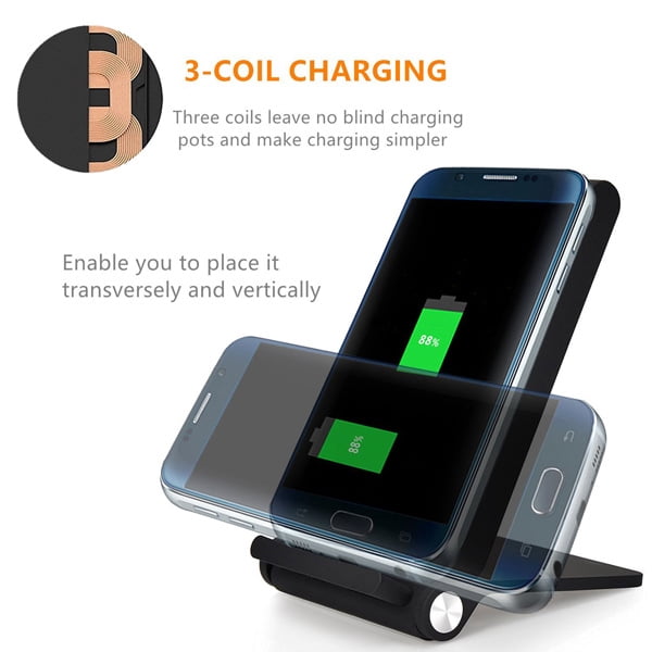 Wireless Charger Compatible With iPhone 16e/17e - 10W Fast Folding Stand 3-Coils Charging Pad