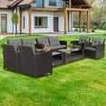thumbnail image 1 of Costway 8 PCS Patio Rattan Furniture Set Glass Table Shelf Sofa Cushion Gray, 1 of 9