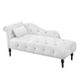 thumbnail image 2 of 60.6" Chaise Lounge Indoor, Velvet Sofa Chair with One Pillow, Button Tufted Accent Recliner Chair with Nail Head Trim for Living Room, Bedroom, White, 2 of 4