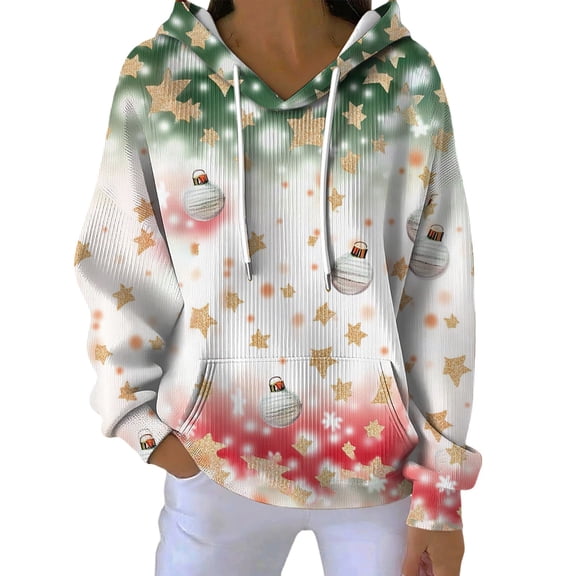 NMMUED Christmas Hoodies Baggy Hoodie Funny Christmas Hoodies for Women Vacation Tops Holiday Tops for Women Hoodies for Women Pullover Christmas Outfit Women Green L