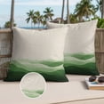 thumbnail image 3 of Green Beige Ombre Outdoor Pillow Covers 24x24 Set of 2,Waterproof Patio Throw Pillowcase Protectors,Minimalist Ocean Waves Linen Square Decorative Pillow Shams Cushion Covers for Seat Bed Couch Sofa, 3 of 8