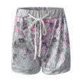 thumbnail image 1 of Pantalones cortos de pierna ancha de verano para mujer, pantalones cortos de poliéster de cintura alta con patrón de estampado con cordón, 1 of 6