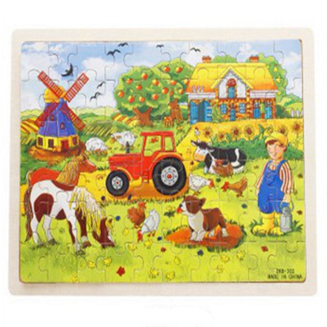 Juguete para niños, 60 piezas/juego de dibujos animados de madera, juguete educativo para niños, rompecabezas, juguete para lograr más