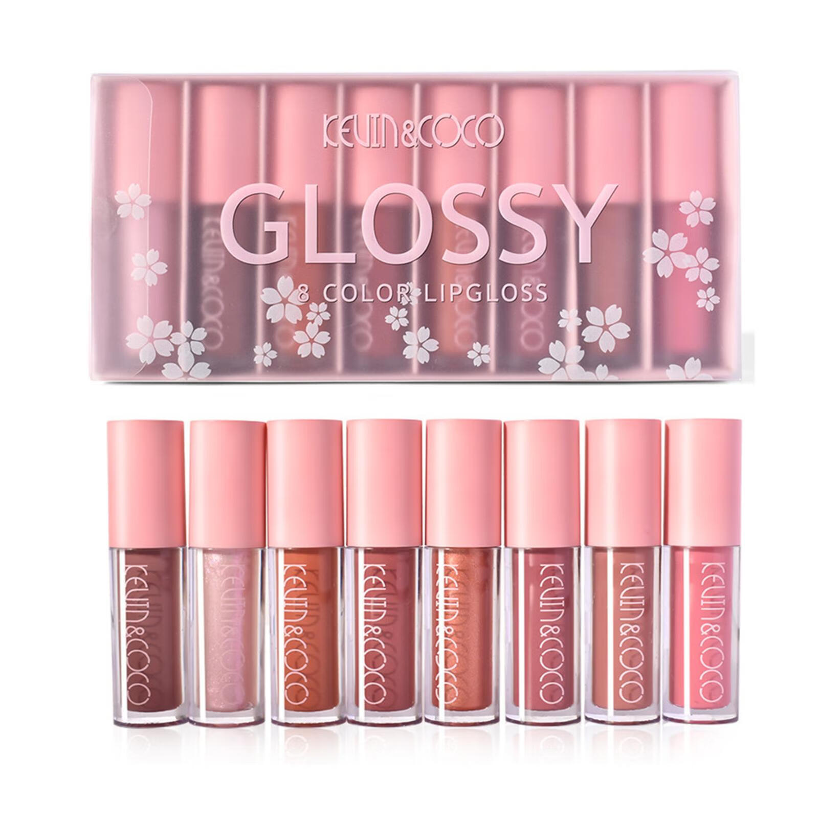 Lip Gloss Set 8 Colors Glossy Pink Velvet Lip Stain Set Pigmented
