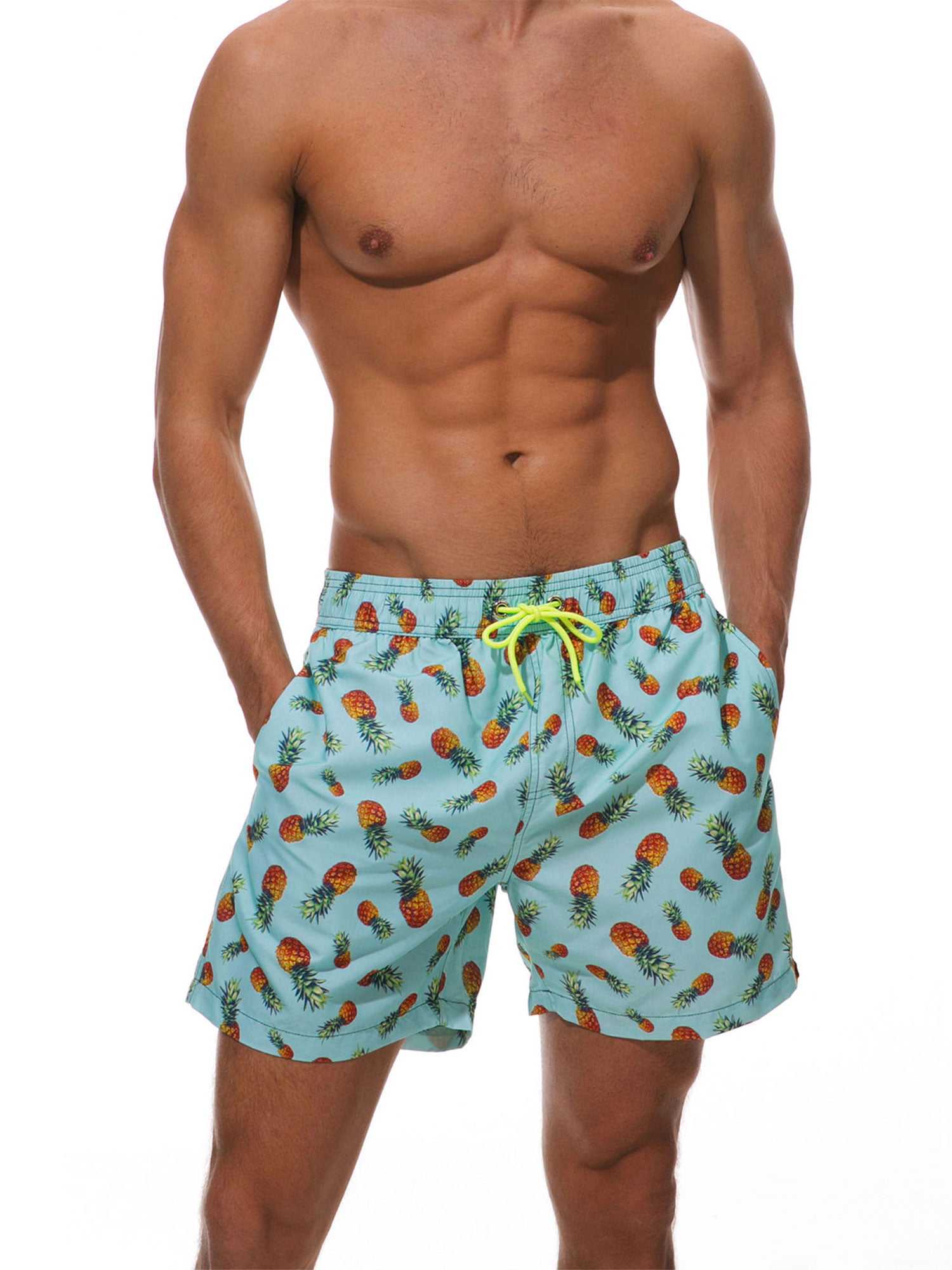 I·D Good Figure Men's Swim Trunks Beach Shorts Pants Quick Dry with Mesh Lining and Pockets 