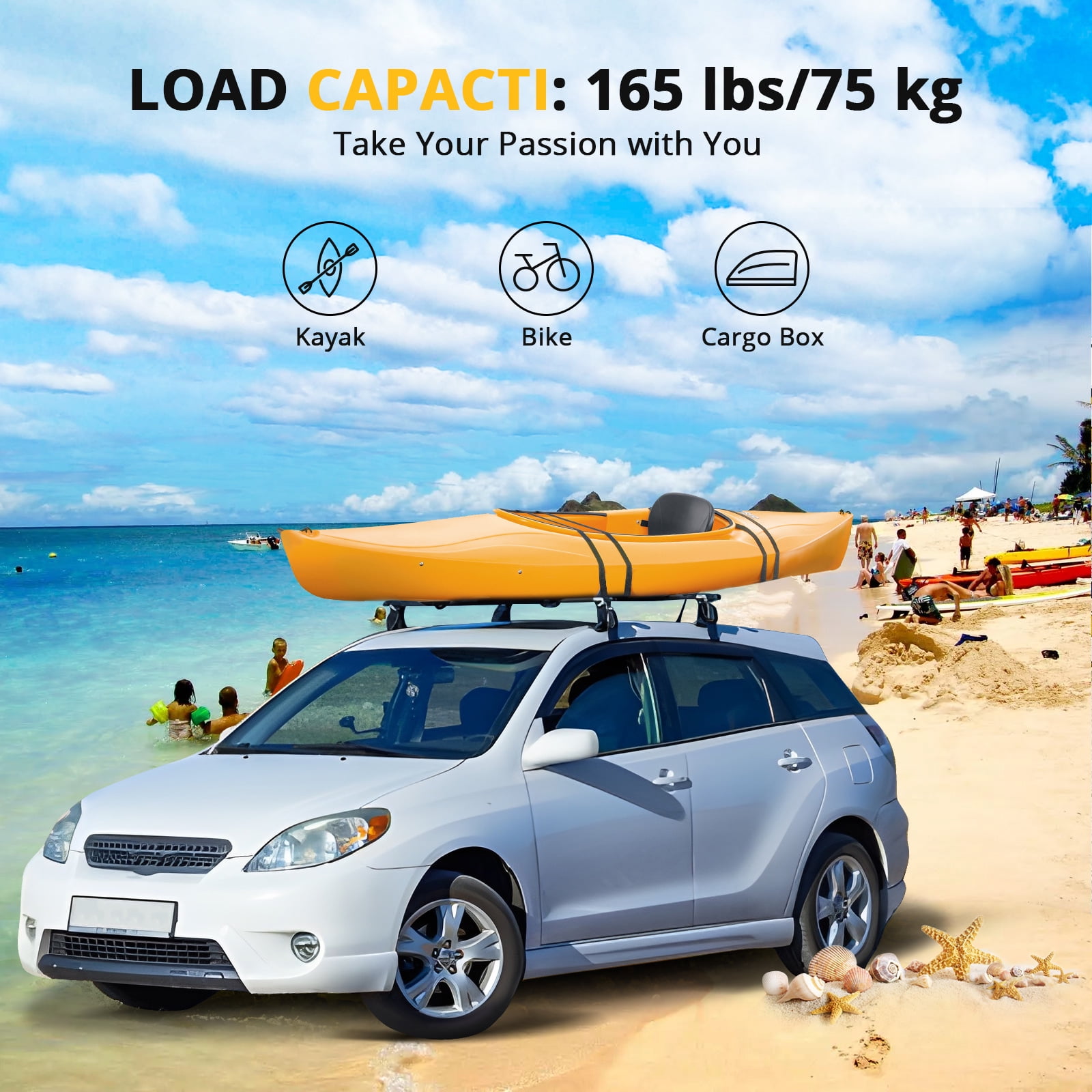 Universal Roof Rack Cross Bars 20 to 54 Adjustable Aluminum Lockable Crossbars Replacement for Rooftop Cargo Carrier with Grooved Side Rails in Nepal at NPR 15949 Rating 5